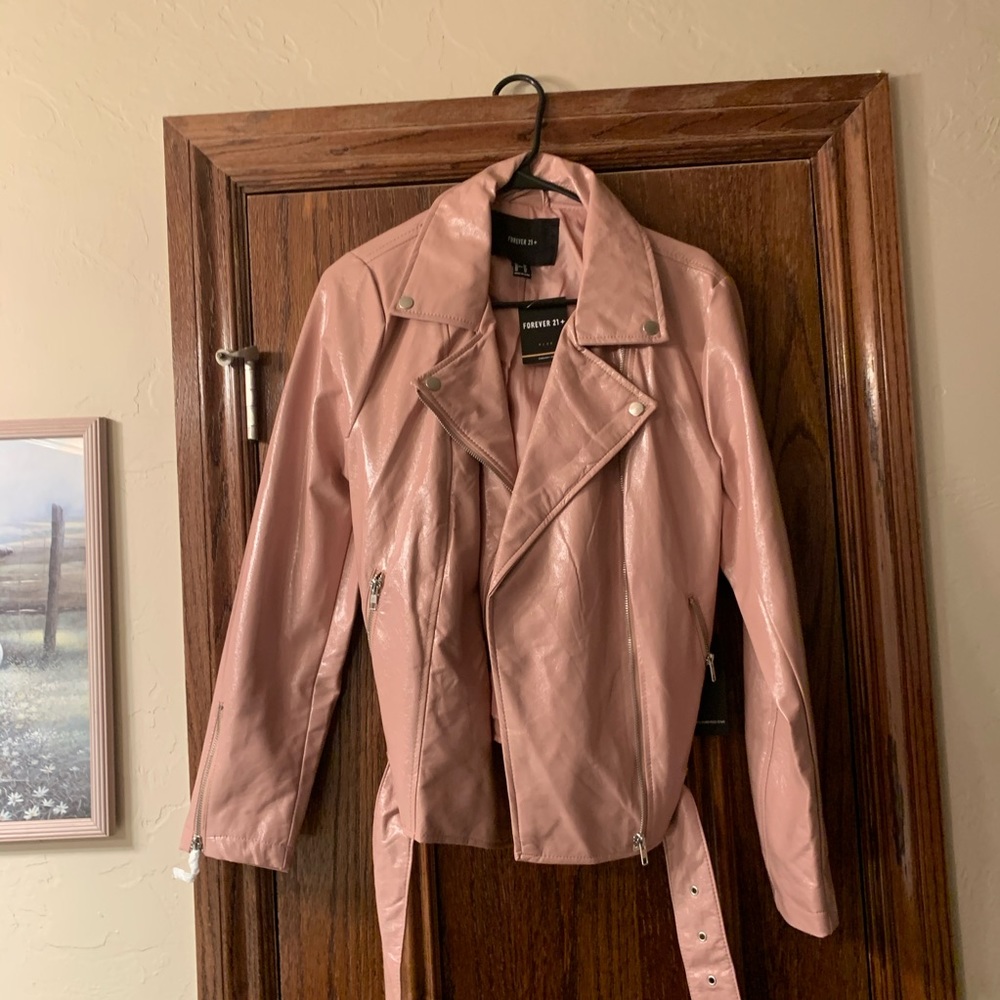 Pink Faux Leather Jacket